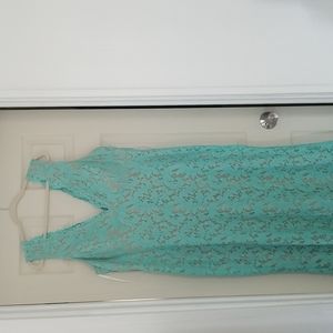 NWOT Lace green mint sleeveless Mermaid dress, size 20.